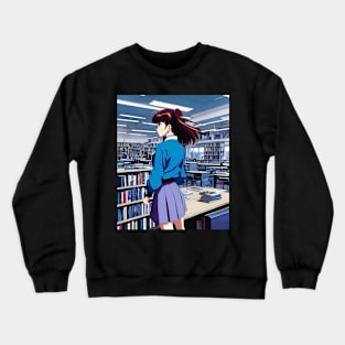 bookworm anime retro 90s aesthetic Crewneck Sweatshirt